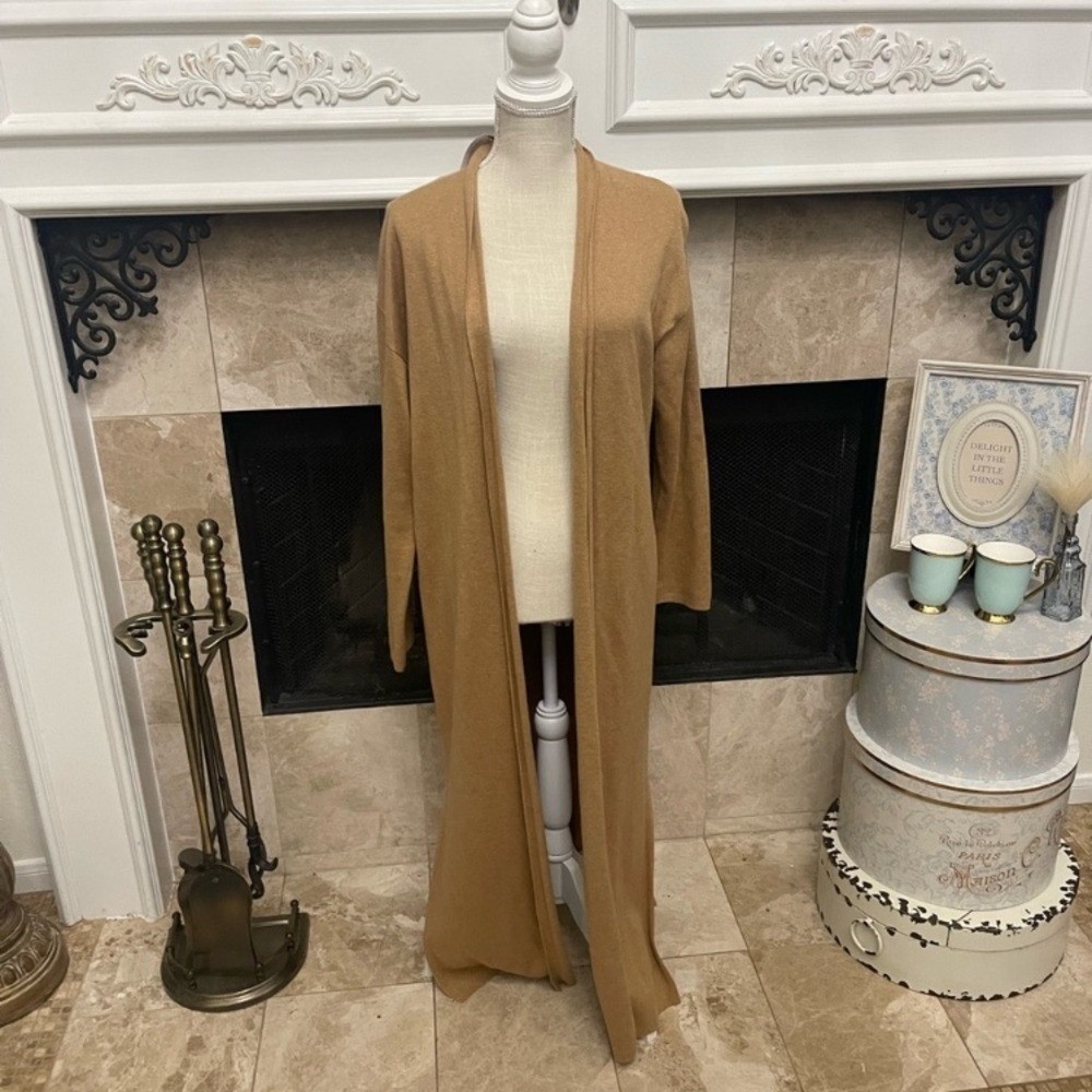 Banana Republic Open Duster Long Camel Sweater LP camel knit‎ - Picture 7 of 12